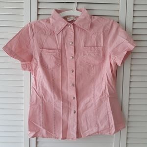 Women/Junior Short Sleeve Button-up Top Size S